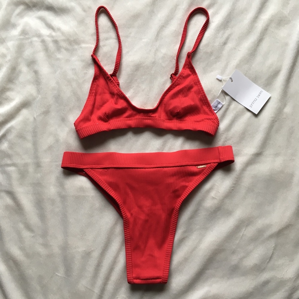 Red two piece bikini